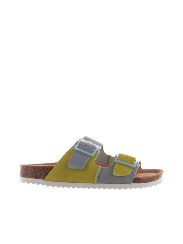 Ciabatta cow suede bicolore in camoscio