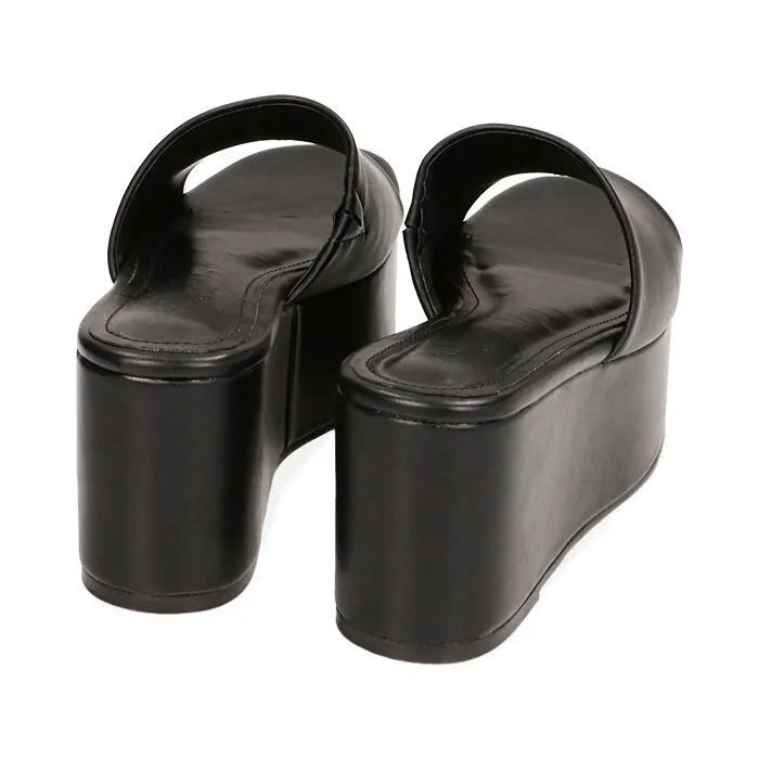 Ciabatte nere, zeppa 8 cm