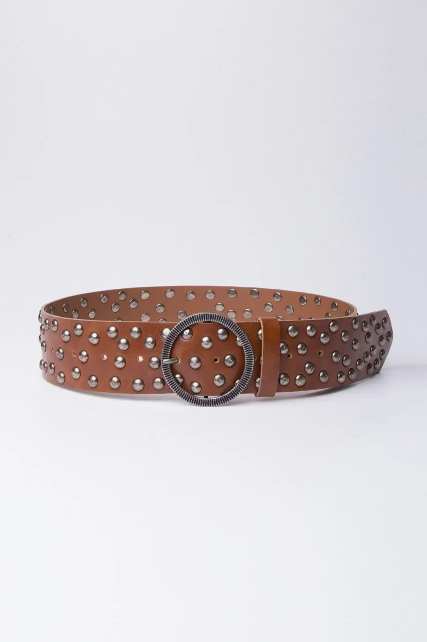 Cintura con mini borchie BROWN