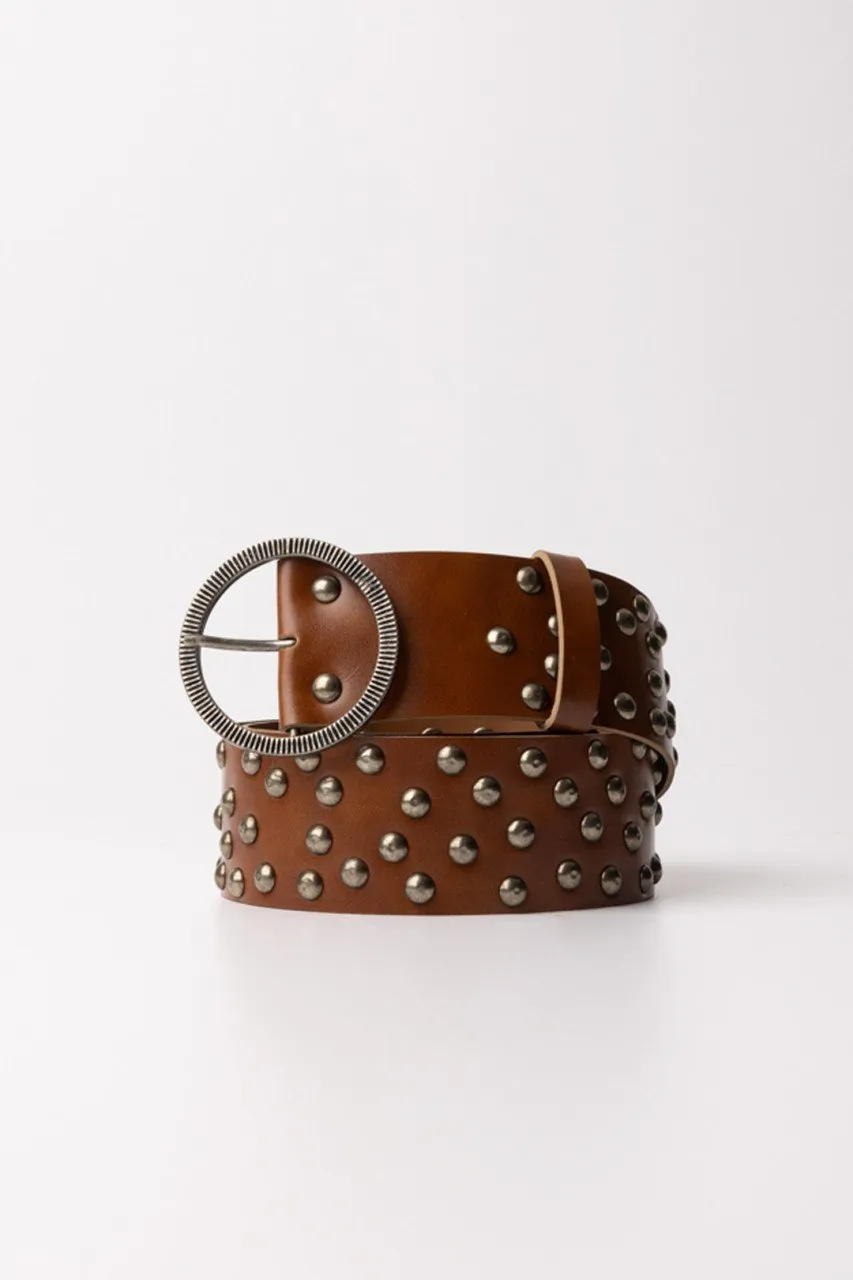 Cintura con mini borchie BROWN