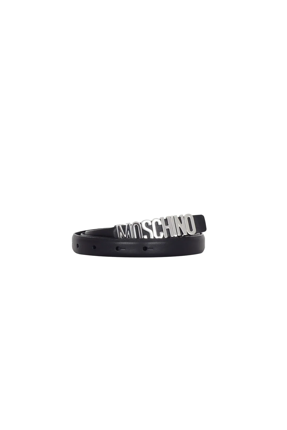 CINTURA NERA CON LOGO IN ARGENTO