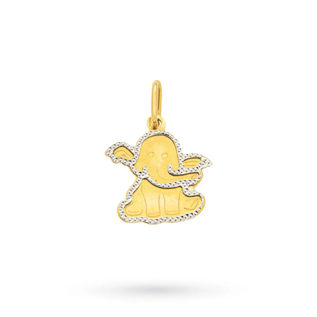 Ciondolo elefantino oro giallo bianco 18kt