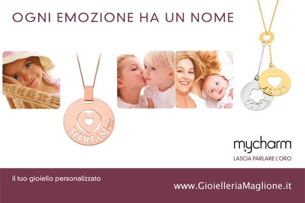 Ciondolo My Charm in oro bianco giallo o rosa personalizzabile con l'iniziale