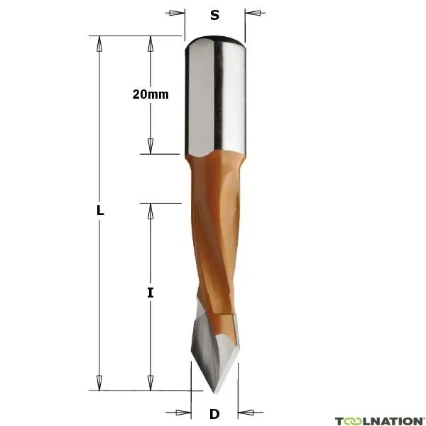 CMT 381.050.12 Trapano a tazza conico 5mm, albero 10x30 sinistro