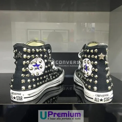 Converse All Star Aston Martin Stivaletto Nero Classiche Borchie Argento Stella