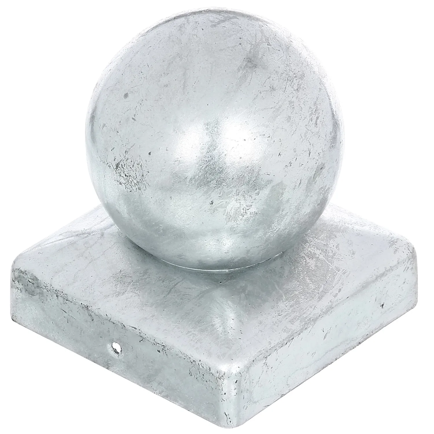 Copripalo quadrato con sfera zincato a fuoco 91x91 mm