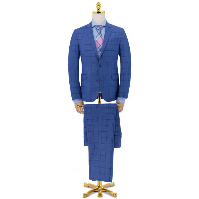 Costume a quadri 2 pezzi Henk ter Horst Azzurro