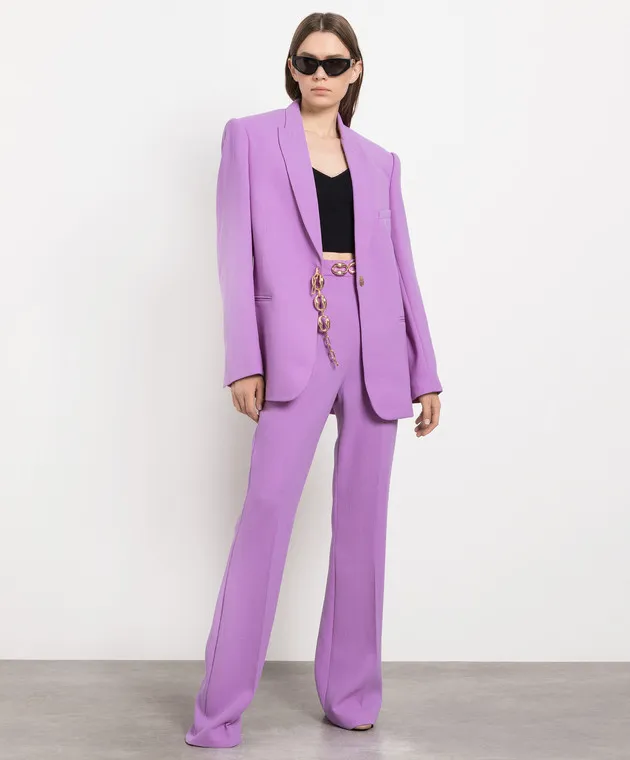 David Koma Pantaloni a zampa di lana viola SS23DK11TR
