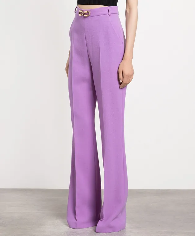 David Koma Pantaloni a zampa di lana viola SS23DK11TR