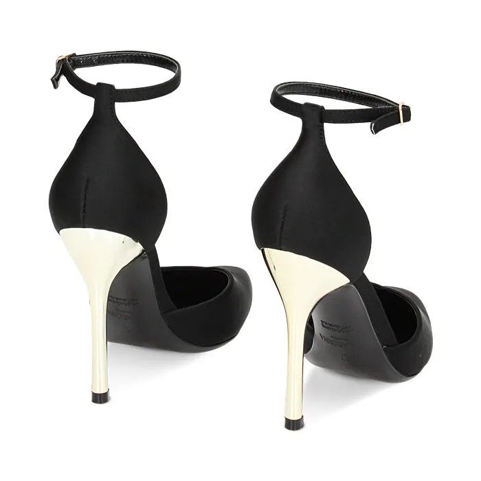 Décolleté Open Shank nere in lycra, tacco 10,5 cm