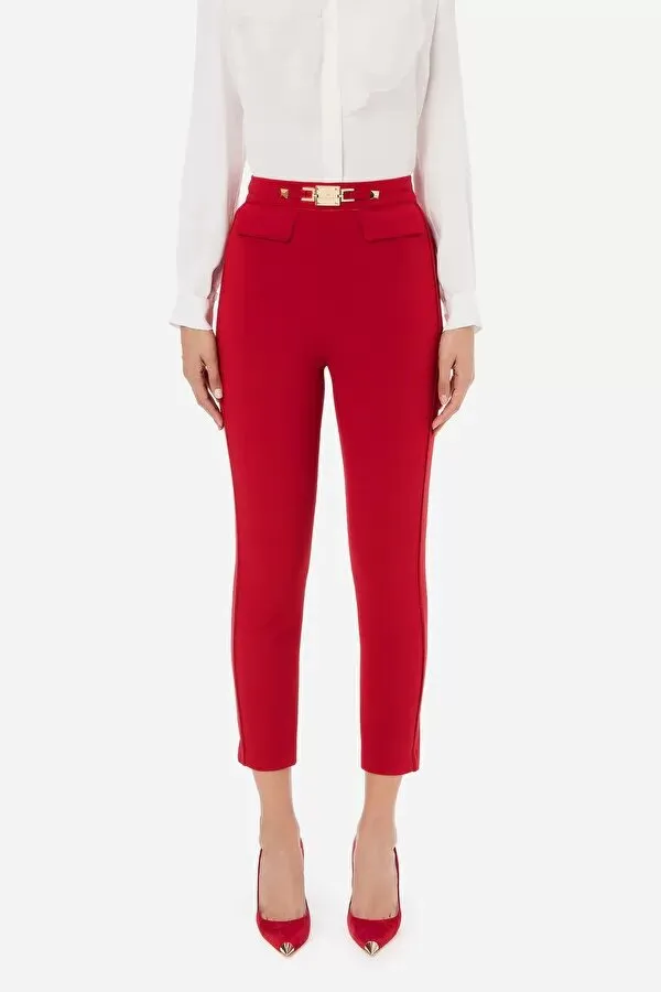 ELISABETTA FRANCHI Pantalone dritto con fascia in vita con morsetto