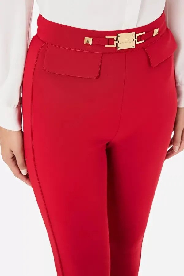 ELISABETTA FRANCHI Pantalone dritto con fascia in vita con morsetto
