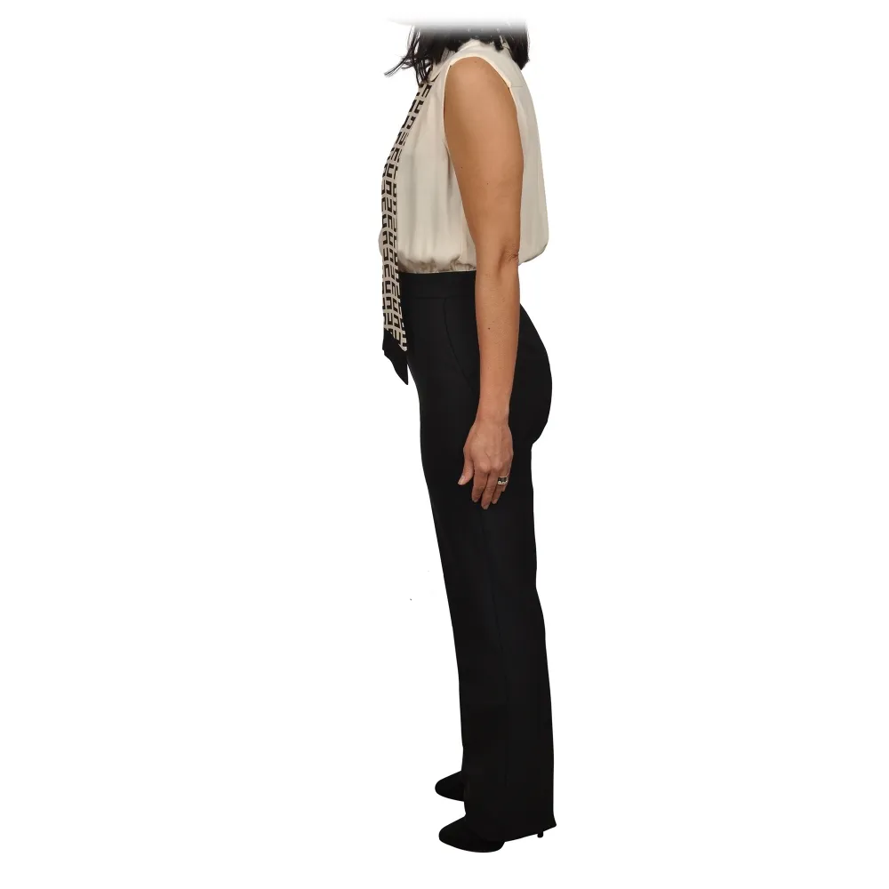 Elisabetta Franchi - Tuta con Top e Pantalone Straight - Nero/Bianco - Abito - Made in Italy - Luxury Exclusive Collection