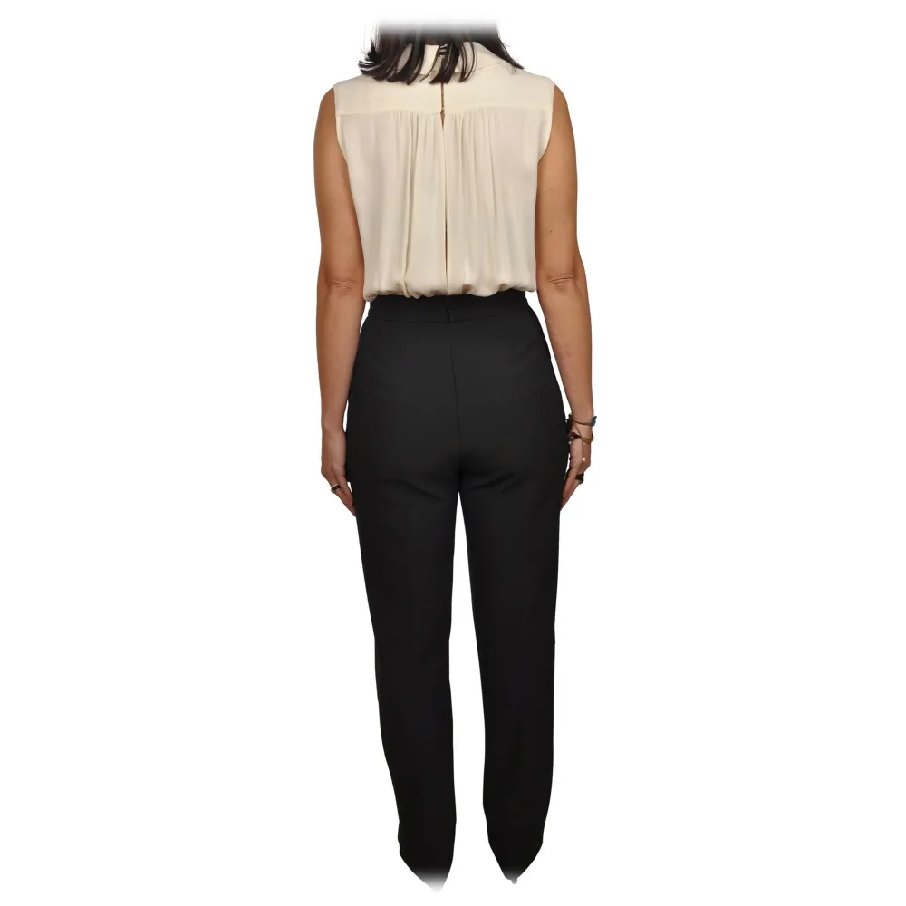 Elisabetta Franchi - Tuta con Top e Pantalone Straight - Nero/Bianco - Abito - Made in Italy - Luxury Exclusive Collection