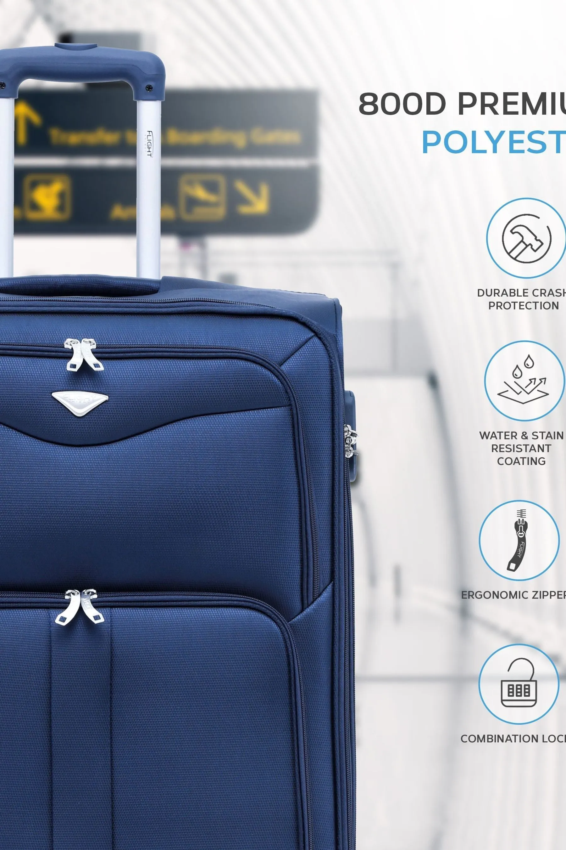 Flight Knight - Valigia A quadri-in media leggera con 4 ruote
