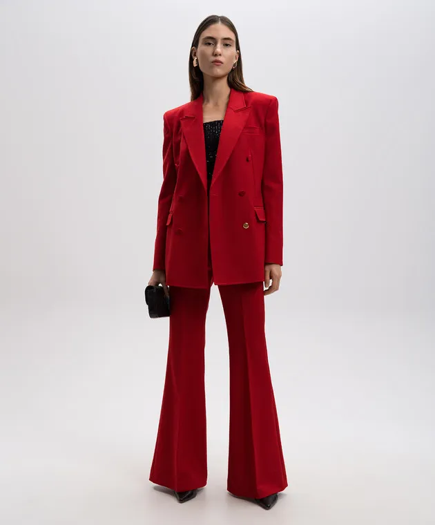 Gabriela Hearst Pantaloni a zampa di lana rossa 1242109W105
