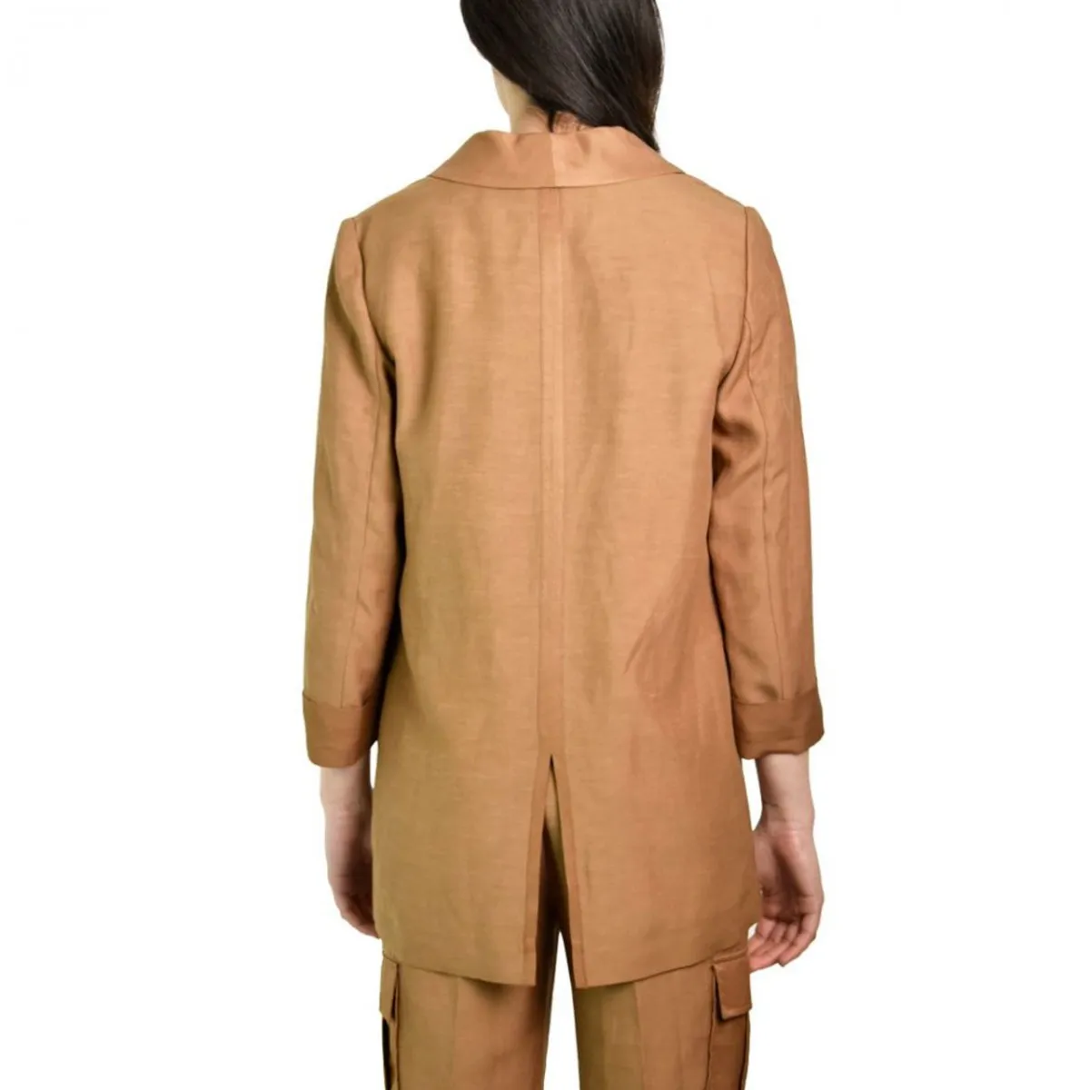 Giacca Blazer In Cady Envers Satin, Marrone