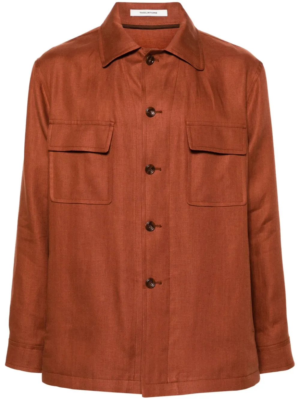 Giacca-camicia con bottoni in marrone - uomo