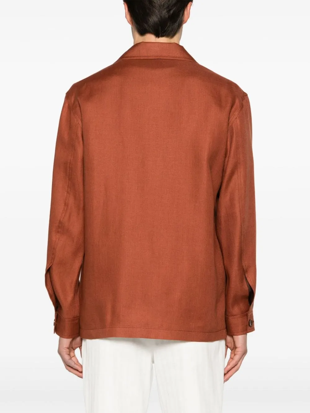 Giacca-camicia con bottoni in marrone - uomo