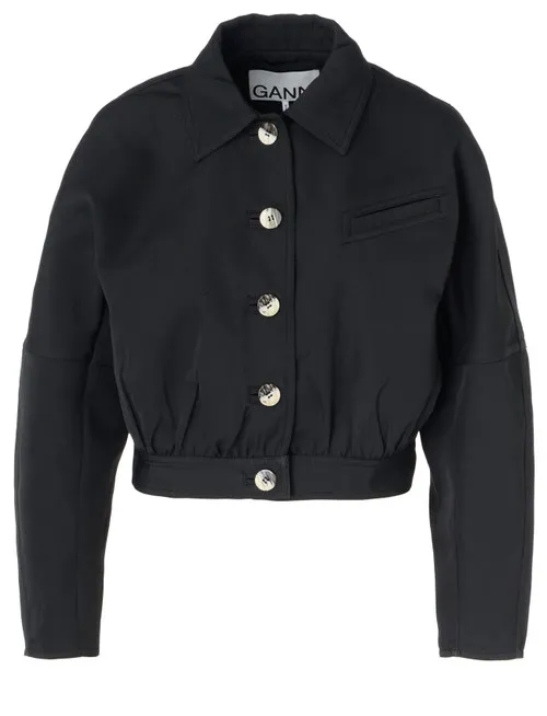 Giacca corta Ganni in twill nero
