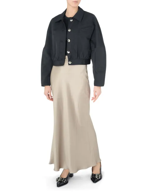 Giacca corta Ganni in twill nero