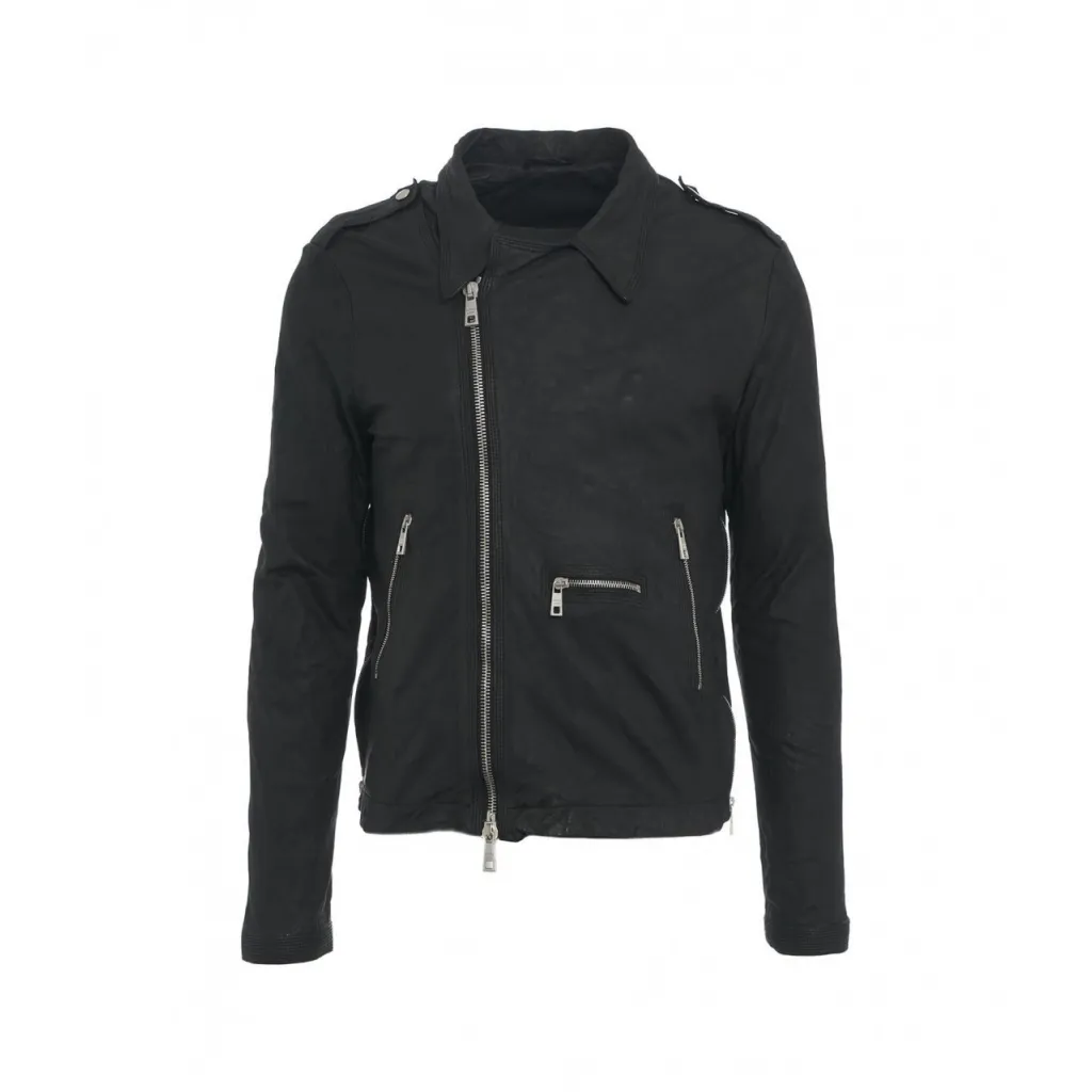 Giacca da motociclista in pelle nero