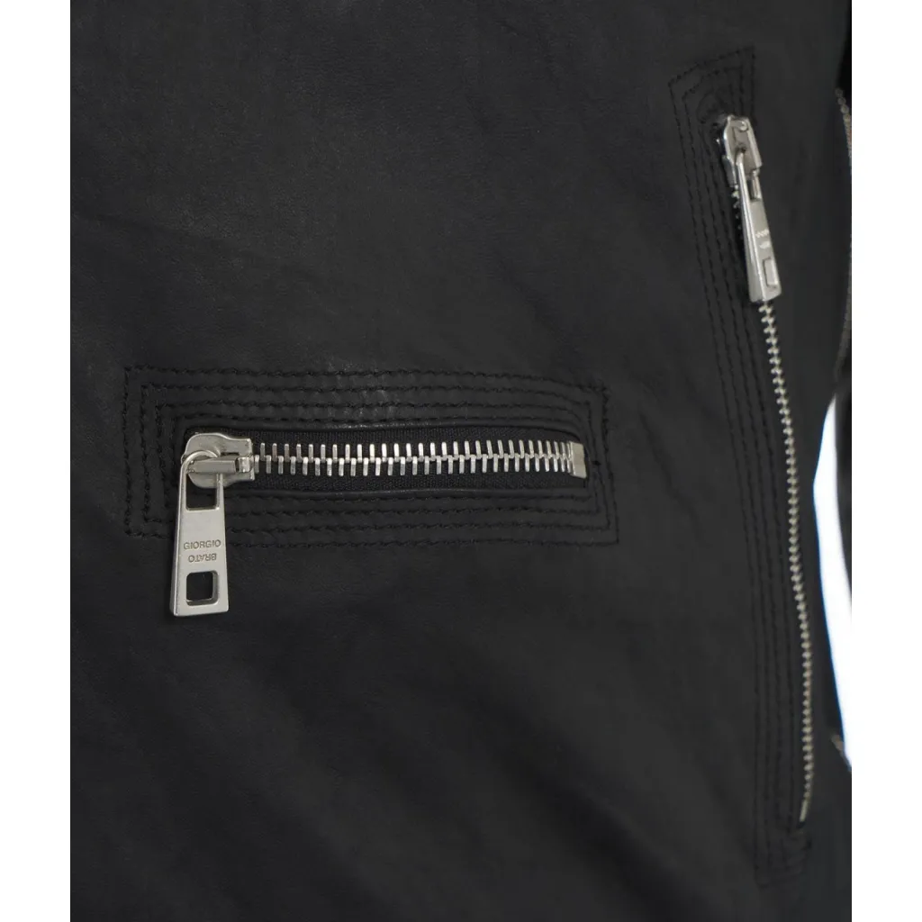 Giacca da motociclista in pelle nero