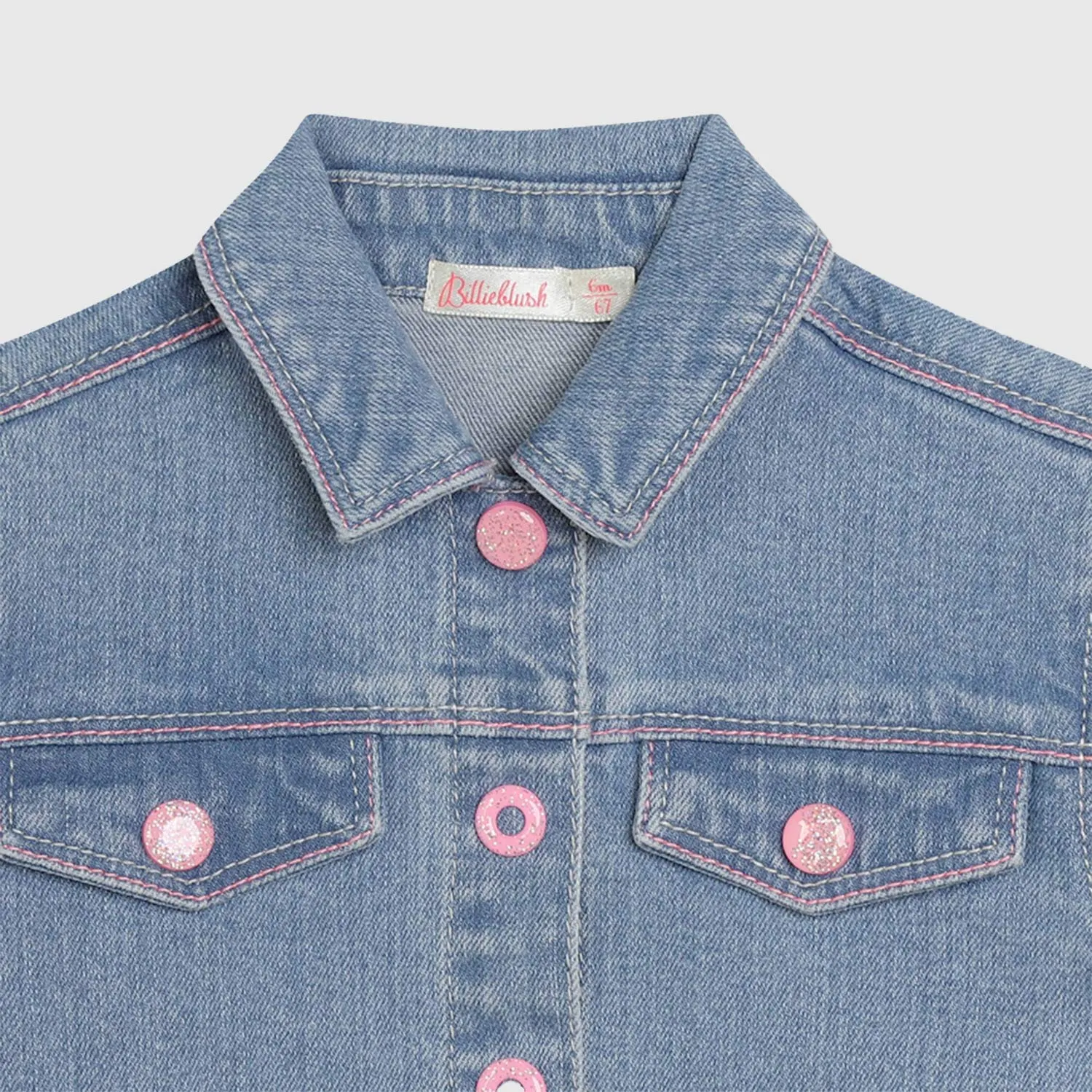 Giacca In Denim Con Dettagli Rosa