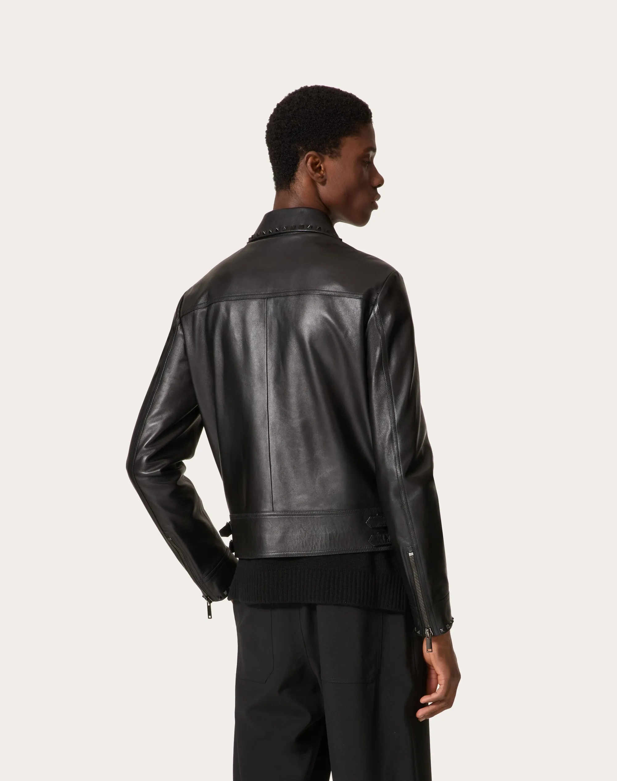 GIACCA IN PELLE CON BORCHIE BLACK UNTITLED