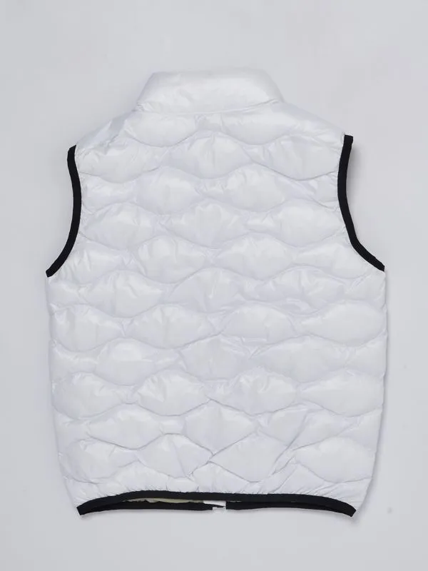 Gilet bambino Blauer in nylon con impuntura a onde Bianco