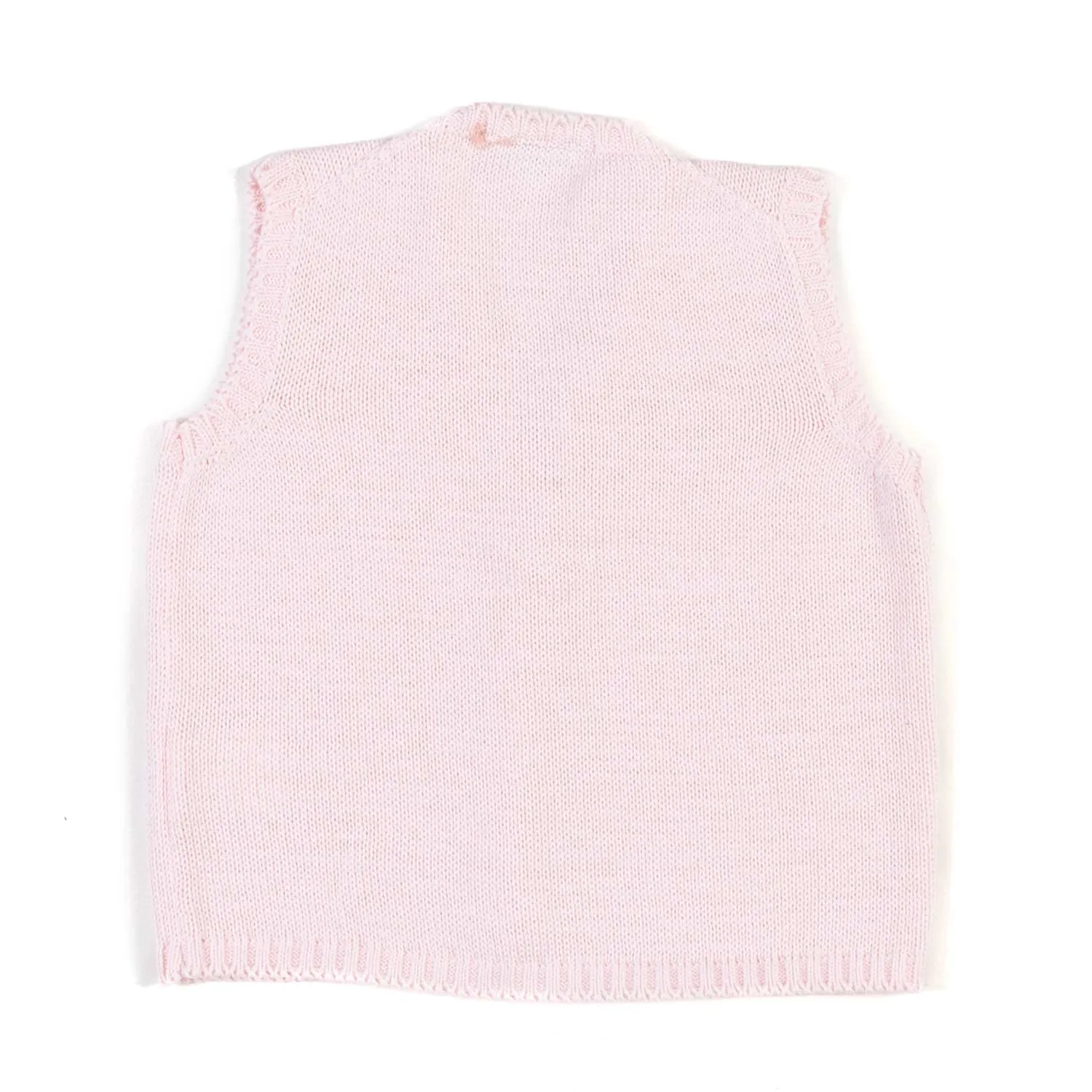 Gilet Cotone A Maglia Rosa Neonata