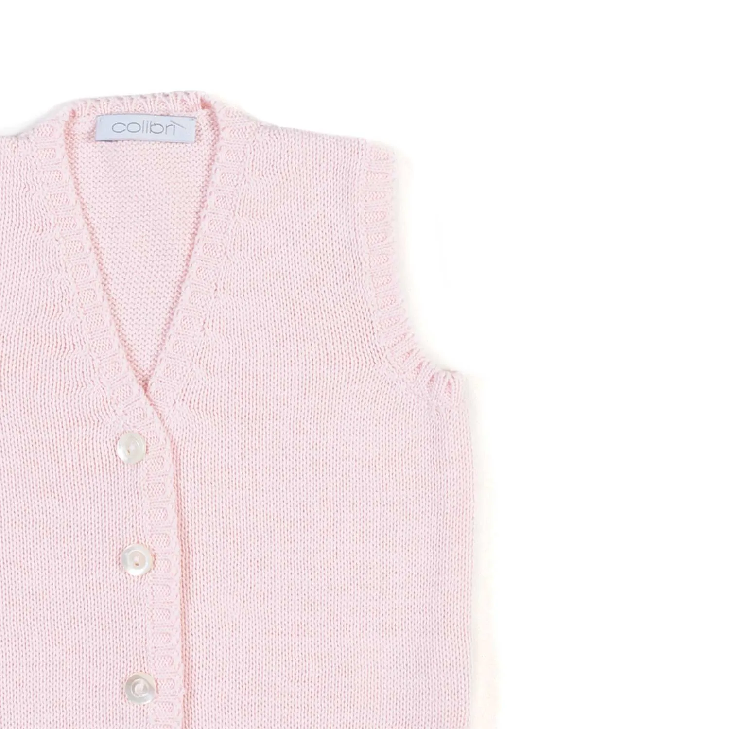 Gilet Cotone A Maglia Rosa Neonata