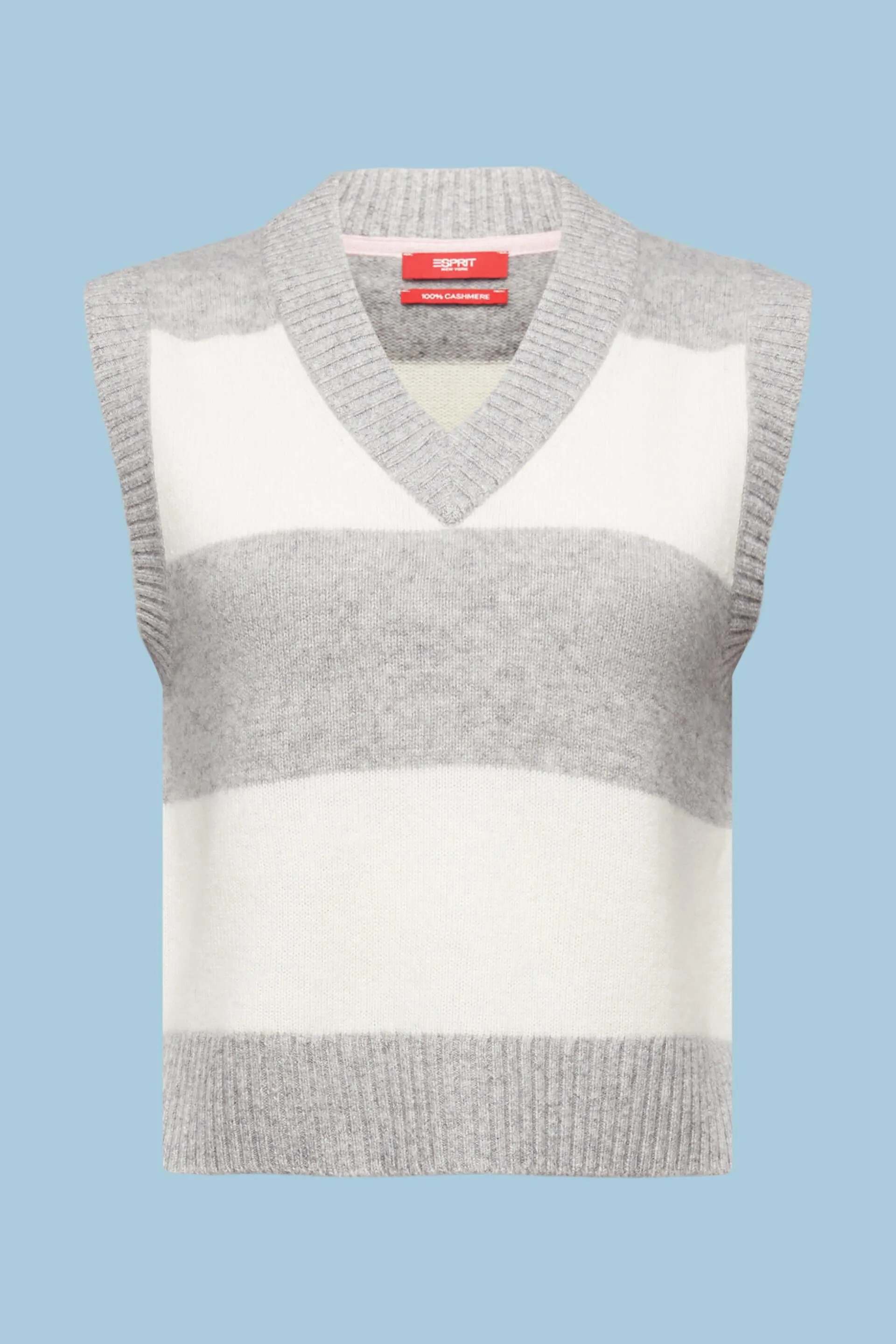 Gilet in cachemire a righe rugby con scollo a V