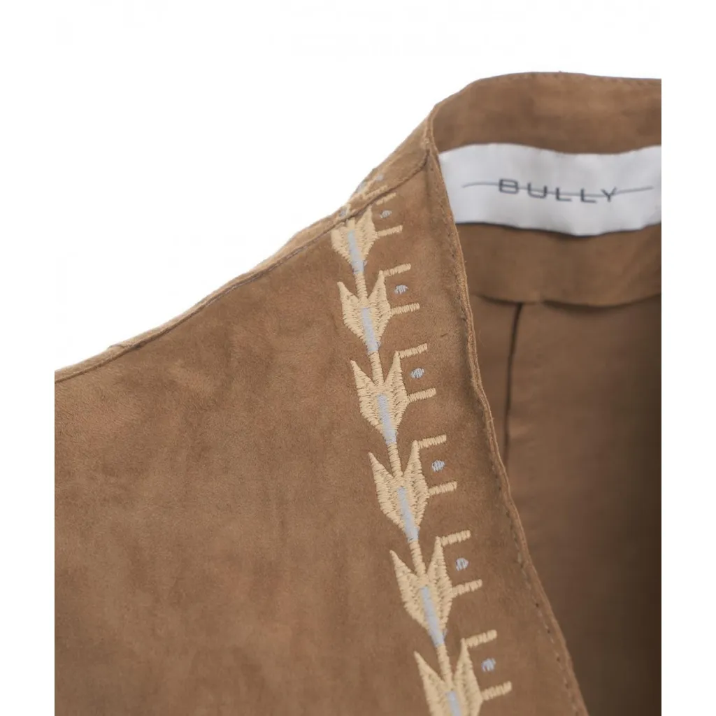 Gilet in camoscio Ibiza con frange marrone