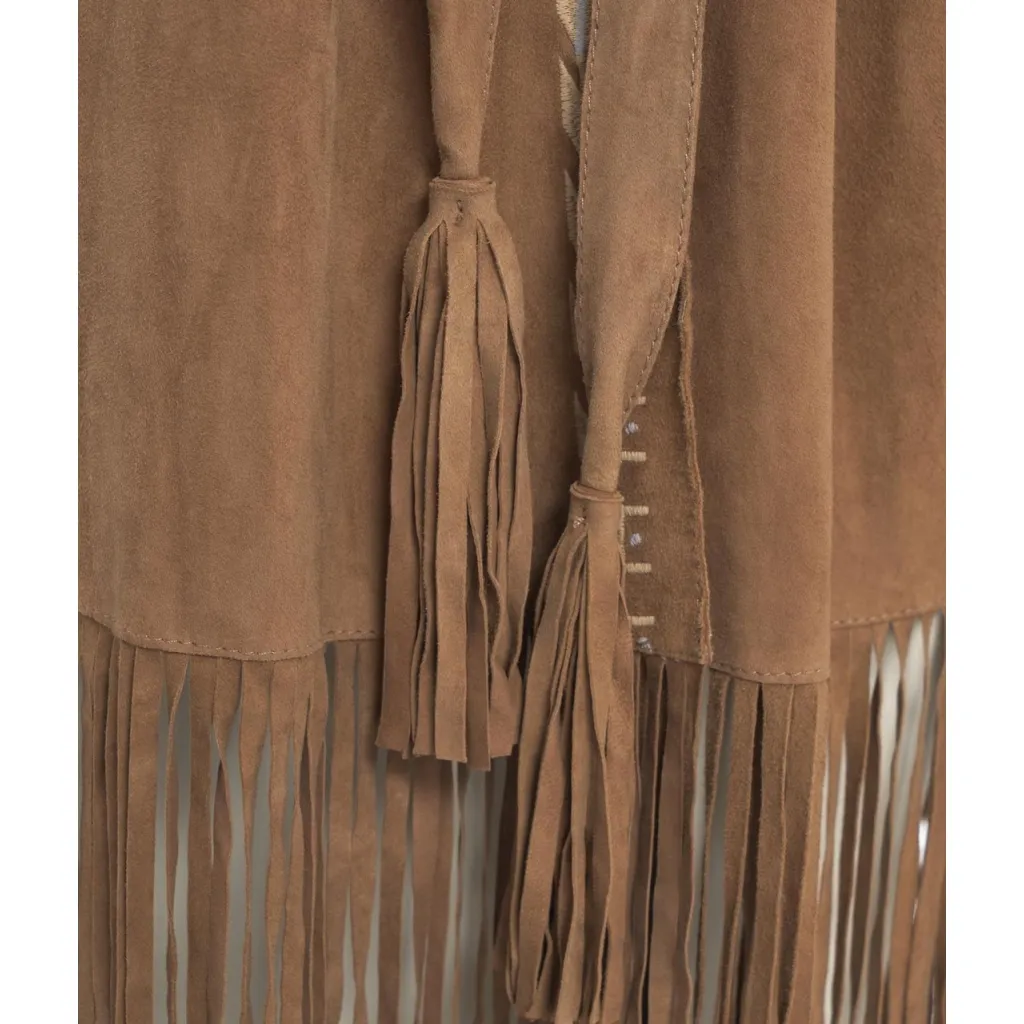Gilet in camoscio Ibiza con frange marrone