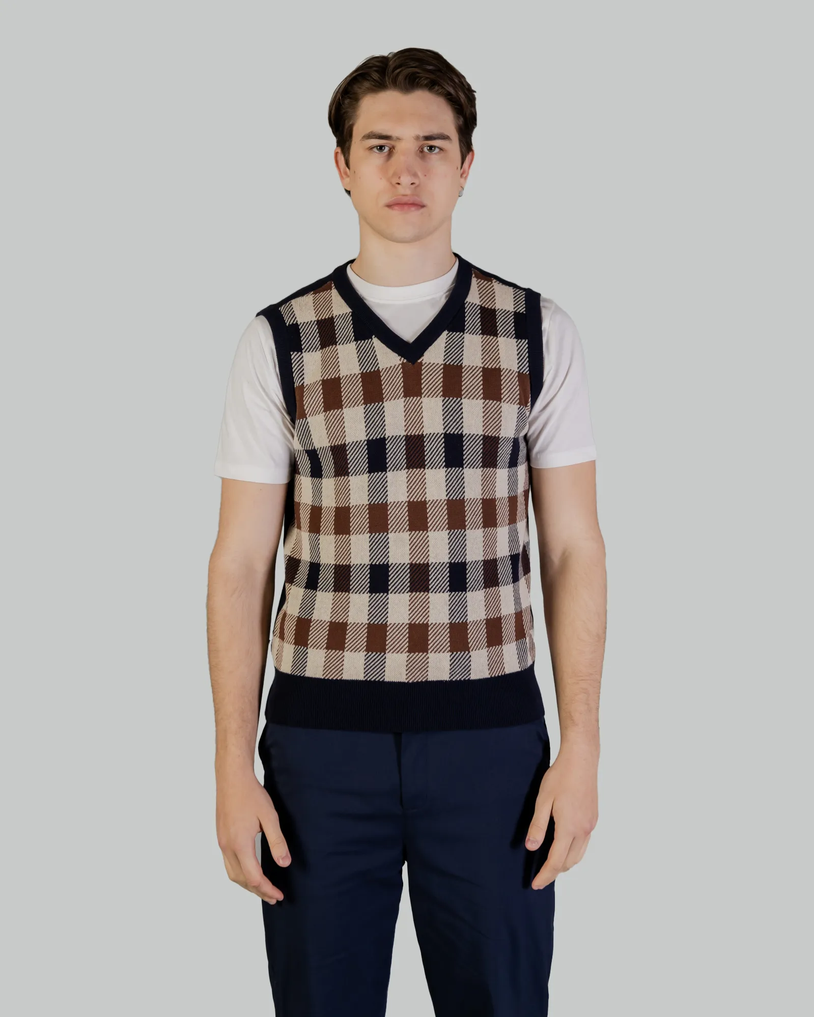 Gilet in maglia Aquascutum ACTIVE MACRO CHECK VEST Blu