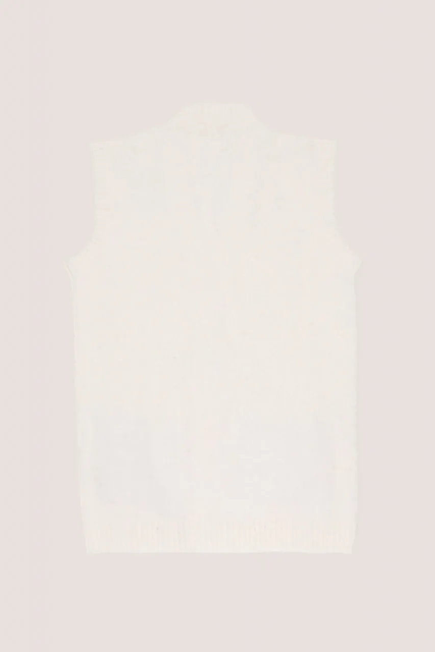 Gilet in maglia con tasche logate Burro/Nero