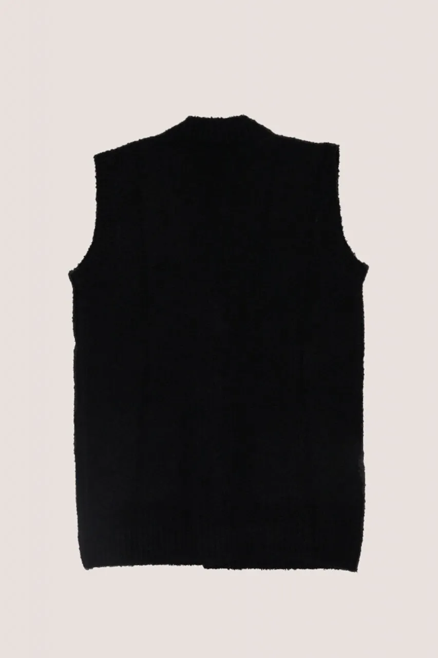 Gilet in maglia con tasche logate Nero/Lime