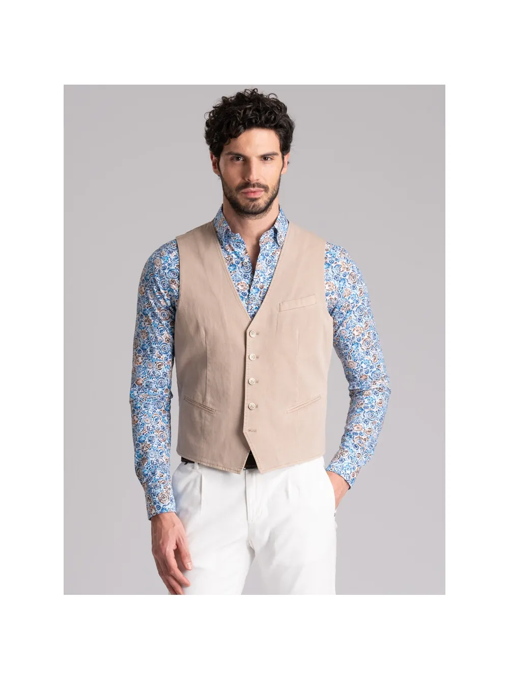 Gilet uomo in tessuto armaturato effetto lavato
