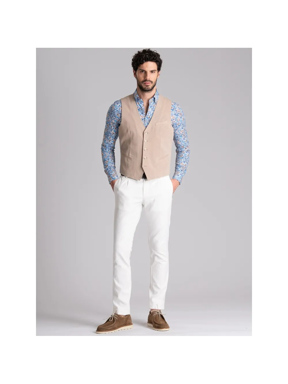 Gilet uomo in tessuto armaturato effetto lavato