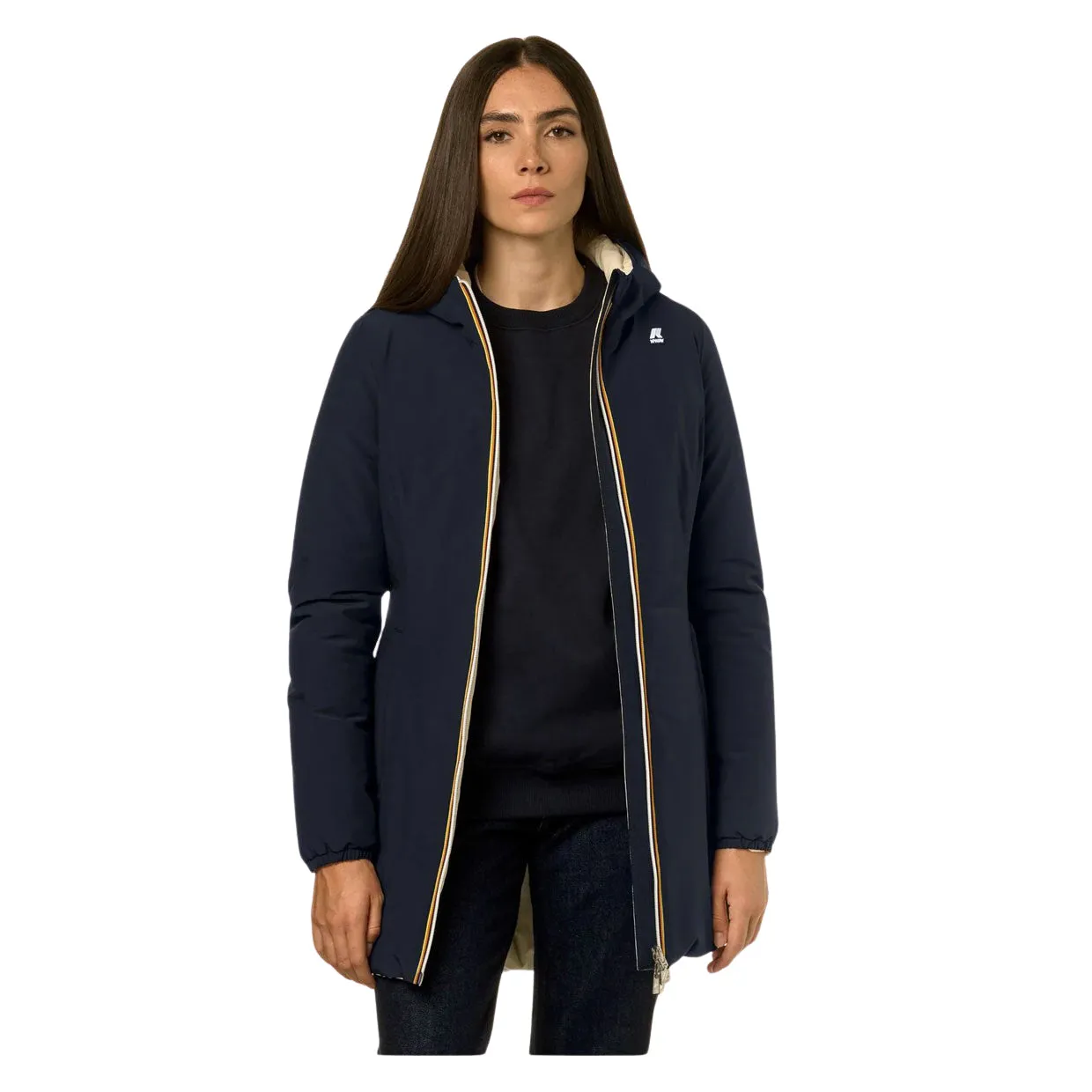 Giubbino Donna K-Way Denise Warm Reversibile Blu / Bianco Panna