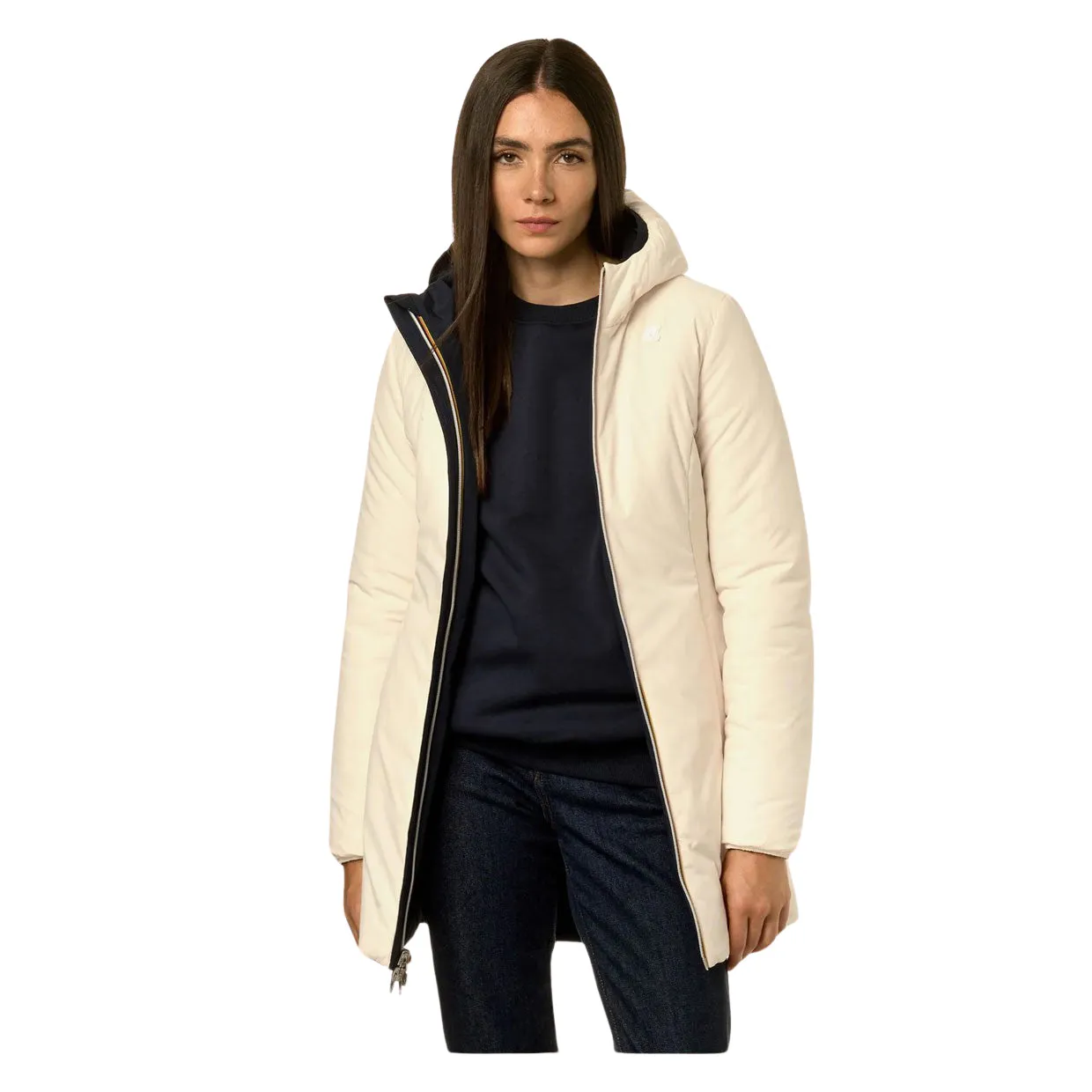 Giubbino Donna K-Way Denise Warm Reversibile Blu / Bianco Panna