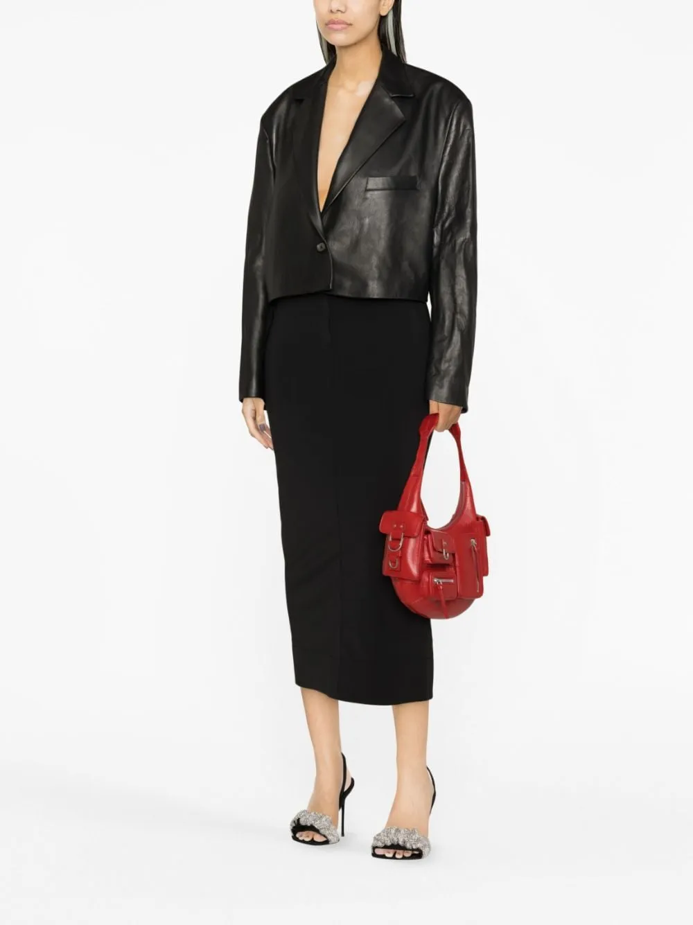 Gonna a matita con logo in nero - donna