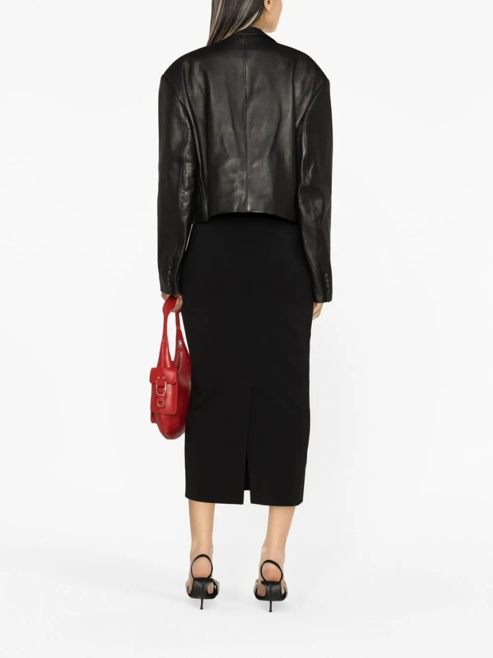 Gonna a matita con logo in nero - donna