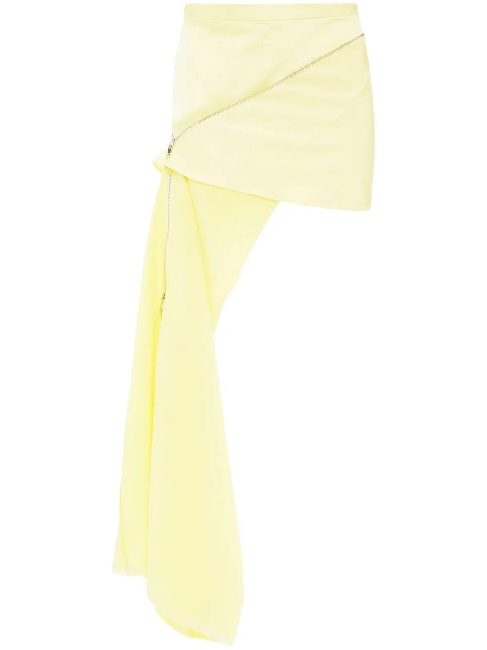 Gonna asimmetrica con zip in giallo pastello - donna