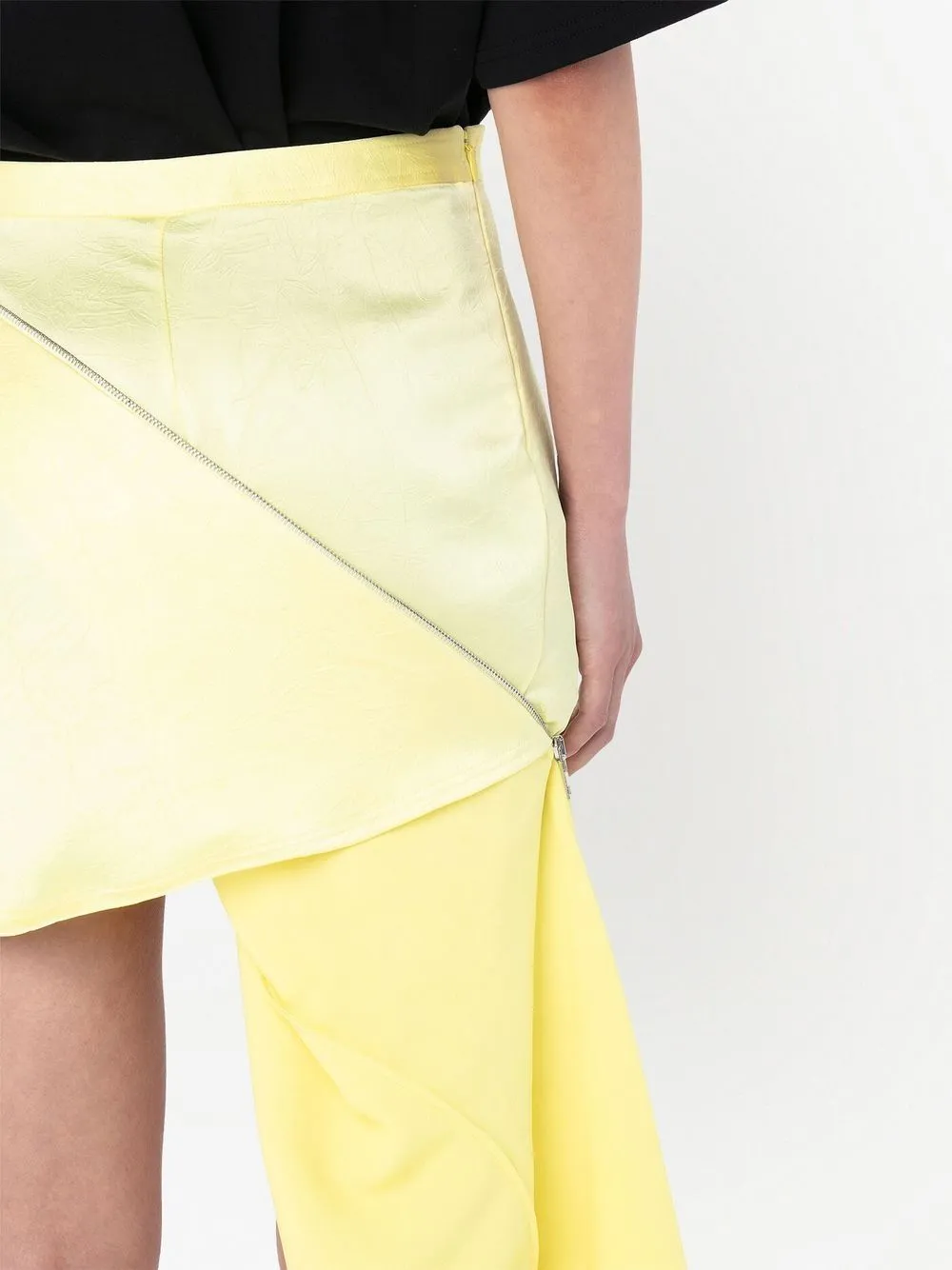 Gonna asimmetrica con zip in giallo pastello - donna