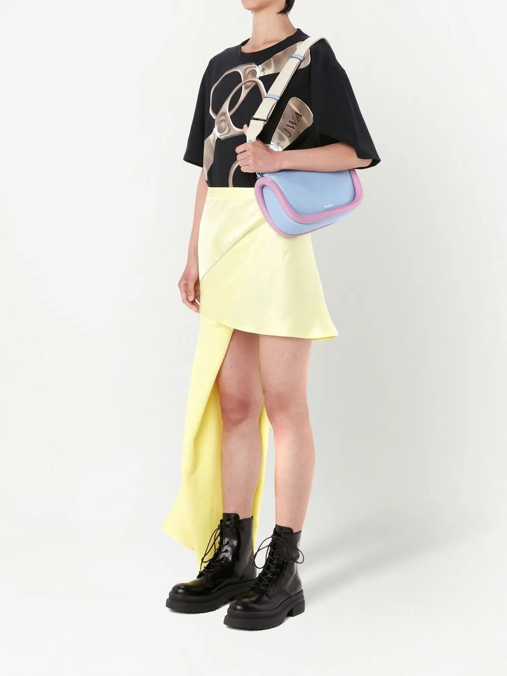 Gonna asimmetrica con zip in giallo pastello - donna