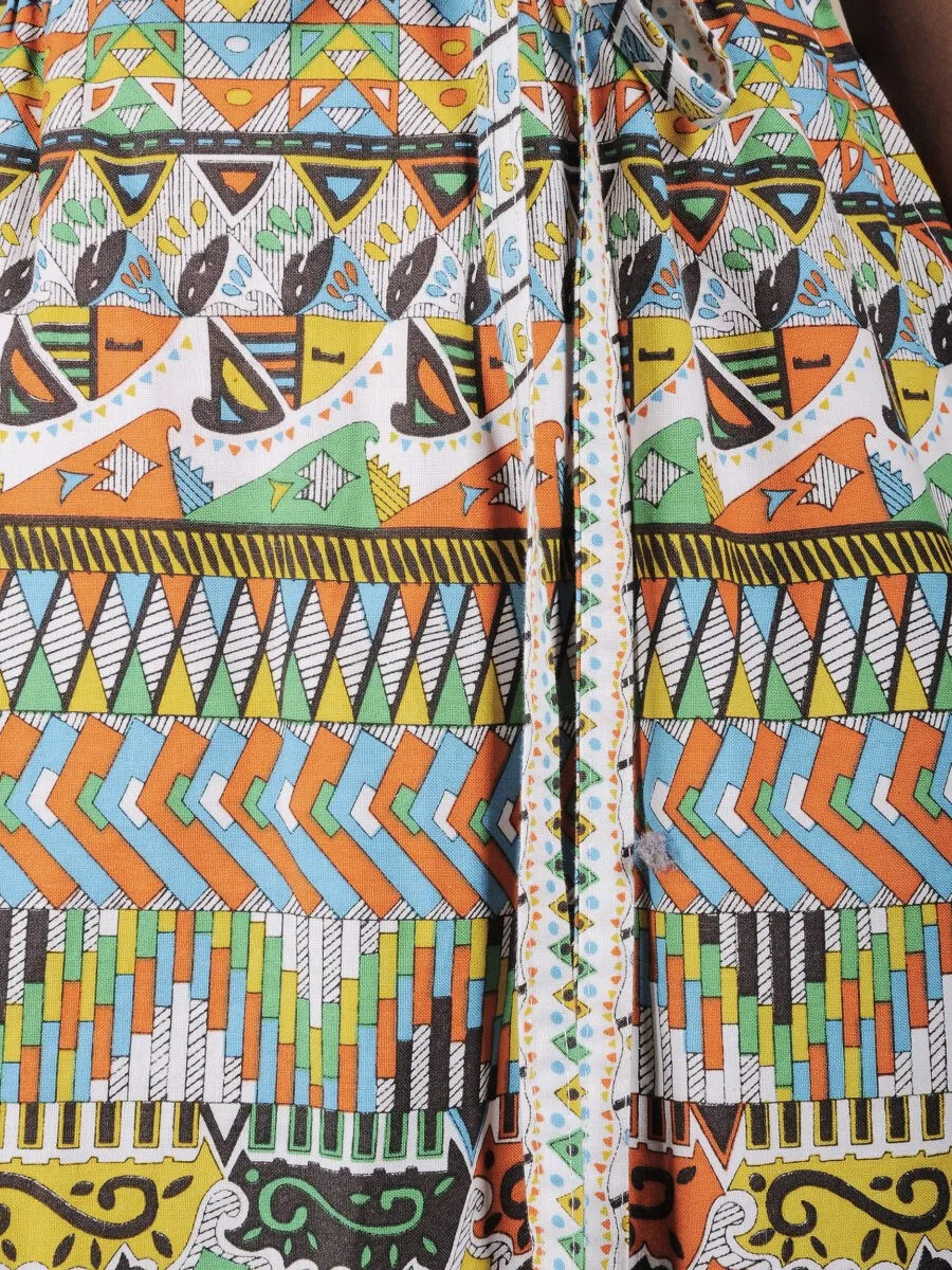 Gonna in puro cotone fantasia geometrica multicolor