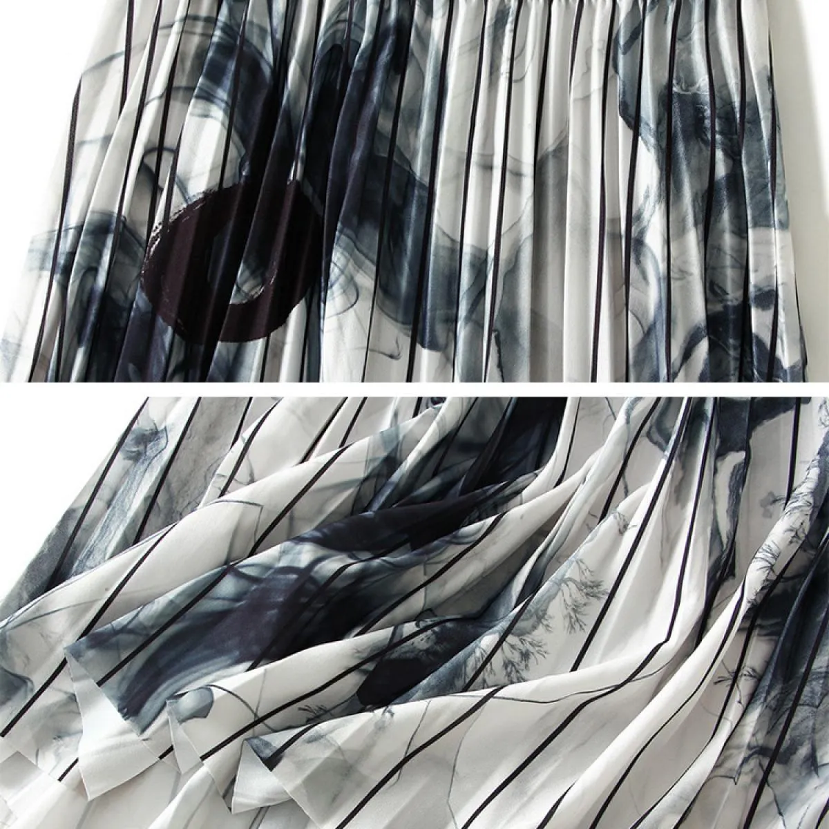 Gonna longuette graffiti vintage da donna elastica a vita alta sfumata pittura a pieghe svasata una linea gonne Gonne 2023 autun