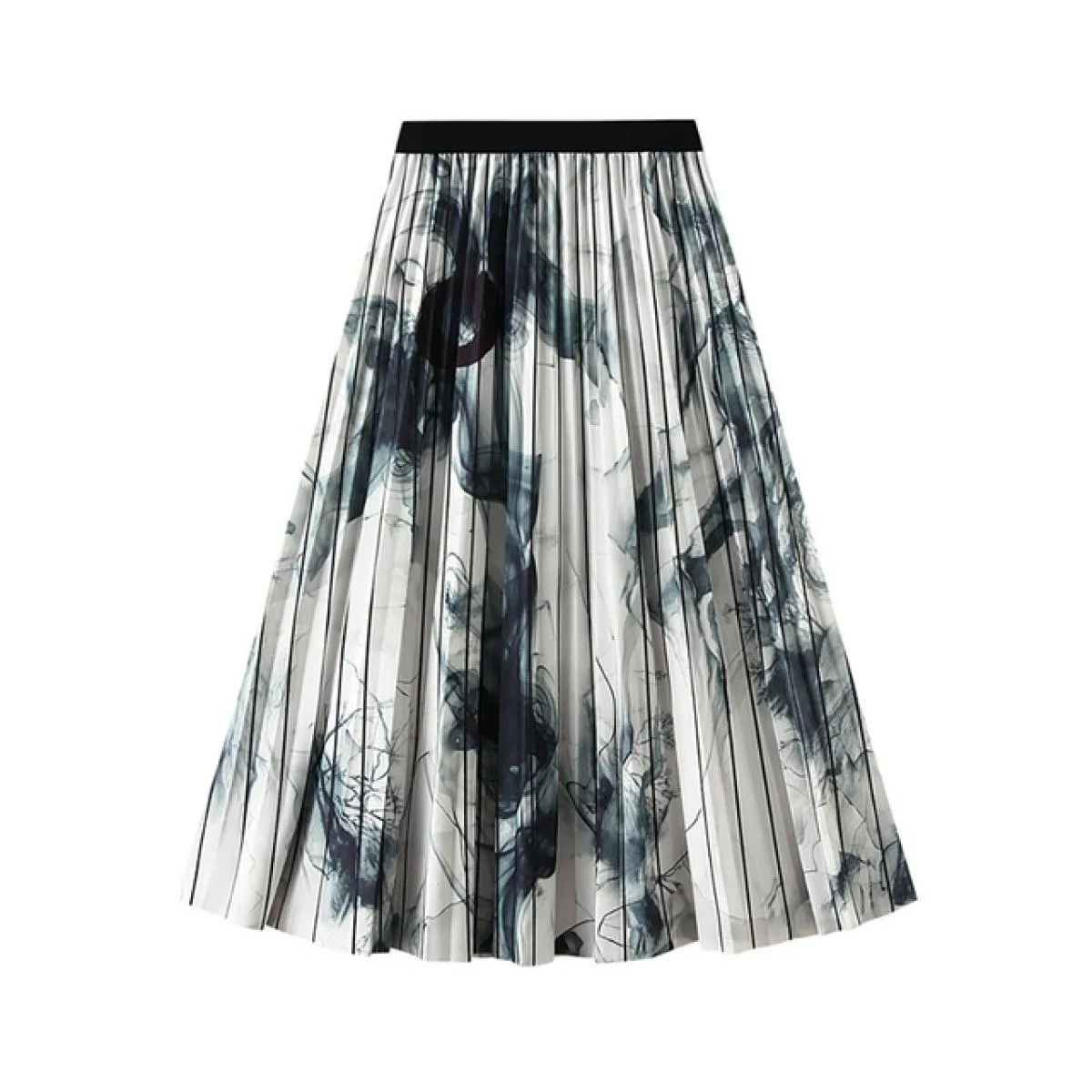 Gonna longuette graffiti vintage da donna elastica a vita alta sfumata pittura a pieghe svasata una linea gonne Gonne 2023 autun